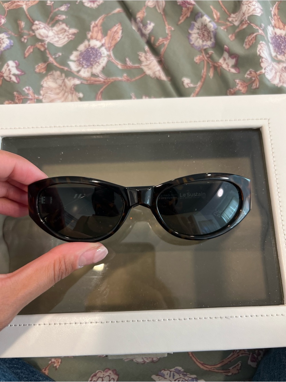 Le Specs Black Tortoiseshell Oval Sunglasses